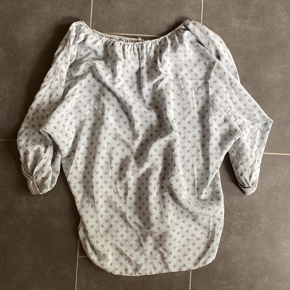 Rebecca Taylor light blue silk floral peasant blouse women’s size‎ 2 - Picture 6 of 6